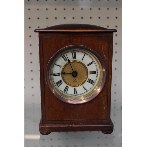 70 - HAC Edwardian Walnut cased mantel clock with Roman numeral dial on turned feet