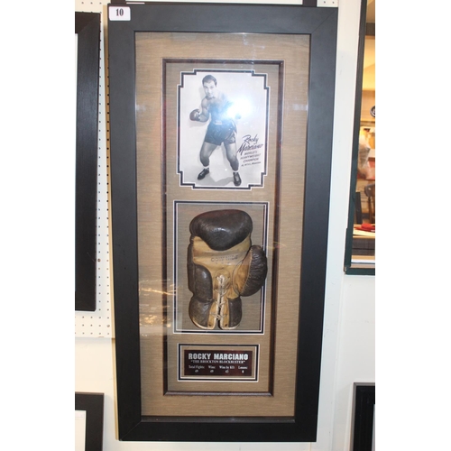 34 - Rocky Marciano 'The Brockton Blockbuster' hand signed glove. 90 x 43cm total size