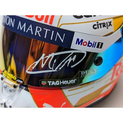 121 - Max Verstappen Mini Helmet 2020, 1:2 Scale Aston Martin Red Bull Racing Signed with COA