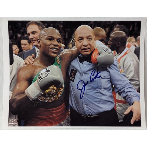 157 - Coloured Photograph signed by Former boxing referee 