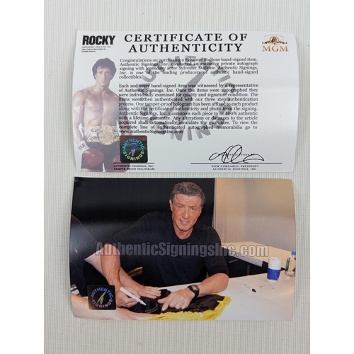 28 - Black & Yellow, Sylvester Stallone Signed Boxing shorts, 