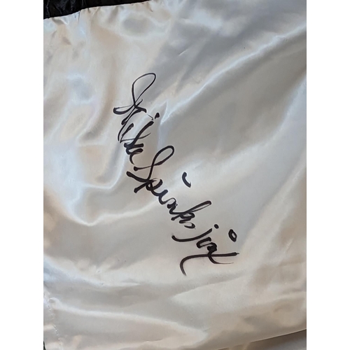 50 - Everlast White & Black boxing trunks, Signed by Michael Spinks with Certificate of Authenticity 8014... 
