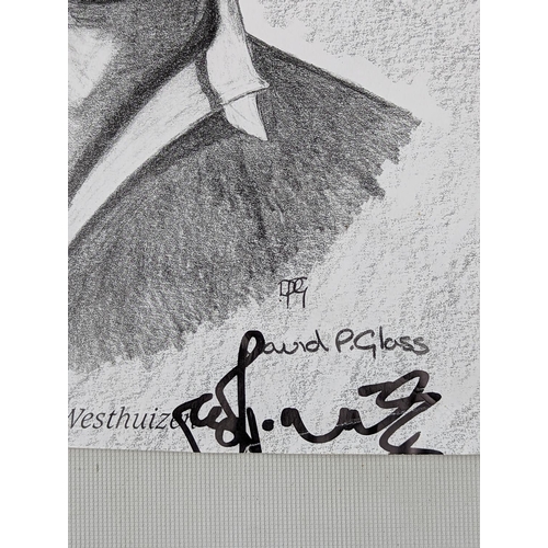 52 - South African rugby union player, Signed Joost Van Der Westhuizen pencil drawing by David P Glass