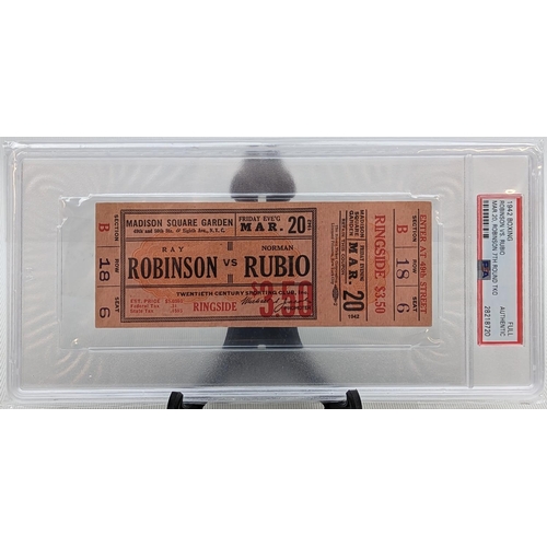 71 - 1942 Boxing ticket, Robinson vs Rubio March 20th PSA/DNA Certification, Plastic case 28218720