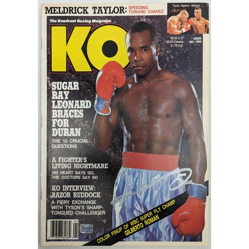 73 - Sugar Ray Leonard signed KO Magazine, January 1990 5th King Memorabilia Certificate of Authenticity ... 