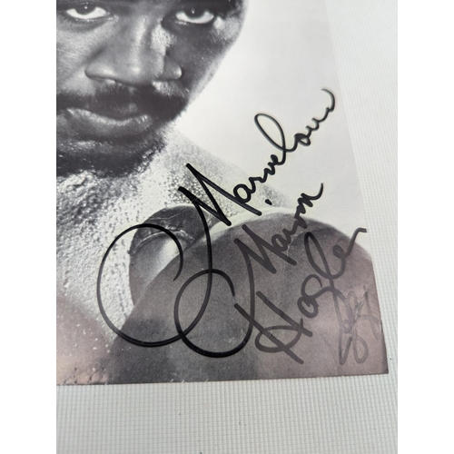 76 - Marvellous Marvin Hagler signed B&W photograph, October 4th 2017 WBA Certificate of Authenticity inc... 