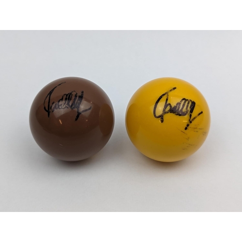 77 - Ronnie O'Sullivan signed snooker balls , Yellow & Brown balls Certificate of Authenticity Sticker an... 