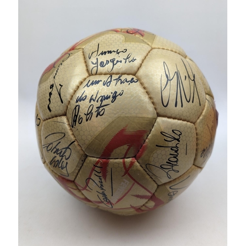 86 - 2002 FIFA World Cup gold ball signed by all the Brazilian Players, 30/6/02