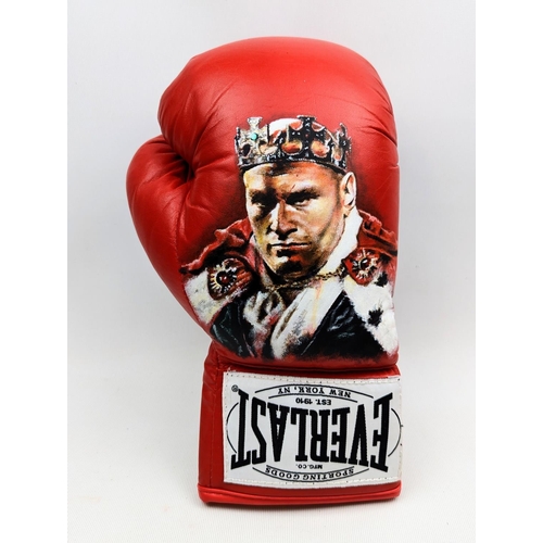 87 - Tyson Fury, hand painted boxing Everlast glove signed by Jay Connolly