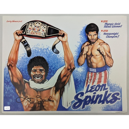98 - Leon Spinks signed coloured print by Larry Weber dated 2004 5th King Memorabilia Certificate of Auth... 