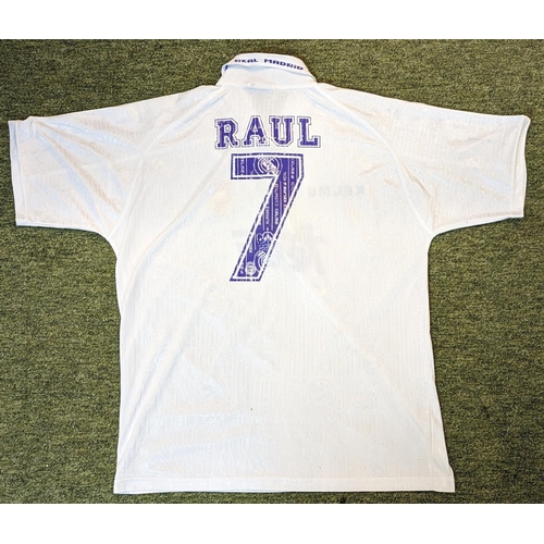 206 - Match Worn Real Madrid Football Jersey by Raúl González Blanco Kelme brand 1996-97 Auction Print out... 