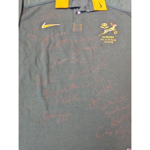 227 - Joost van der Westhuizen match worn Jersey from the 14/11/98 game SA vs Wales - also signed by the S... 