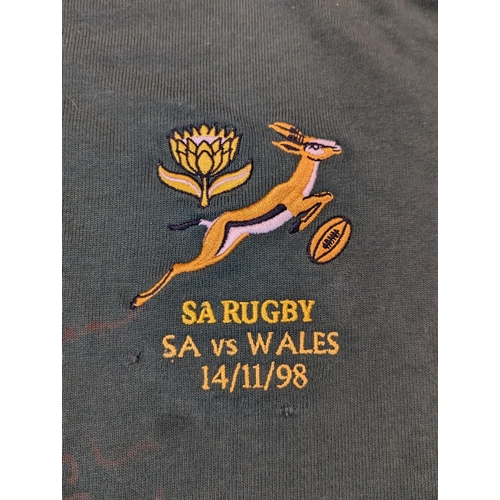 227 - Joost van der Westhuizen match worn Jersey from the 14/11/98 game SA vs Wales - also signed by the S... 