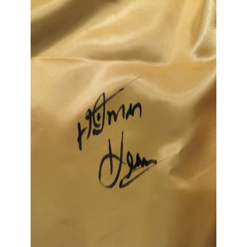 231 - Franklin Yellow boxing shorts signed by Thomas Hearns 5th King Memorabilia Certificate of Authentici... 
