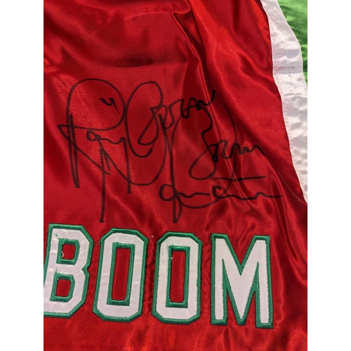 235 - Red, white and green boxing trunks signed by Ray 'Boom Boom' Mancini 5th King Memorabilia Certificat... 