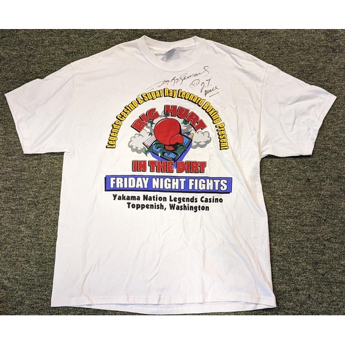 281 - Sugar Ray Leonard Signed White T-Shirt 