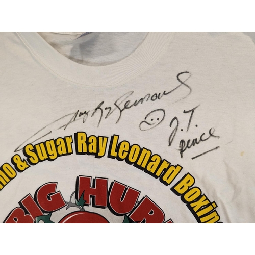 281 - Sugar Ray Leonard Signed White T-Shirt 