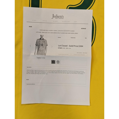 282 - Dani Alves Brazil National Jersey 2007 Copa America multi signed and game worn June 26th to July 15t... 