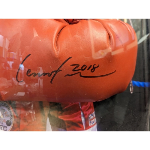 296 - Lennox Lewis signed glove in frame with PSA DNA cert K0014