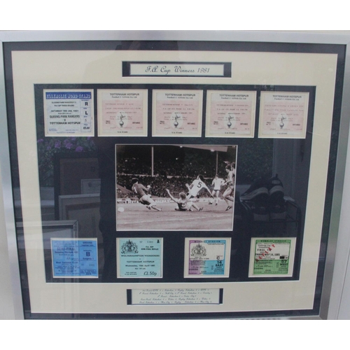 112 - Spurs 1981 FA Cup Framed Tickets. Original FA Cup Tickets from all the rounds inc the Final - nine t... 