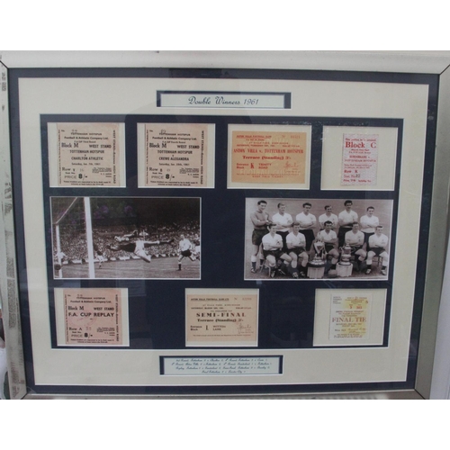 126 - Spurs Double Winners 1961 Framed FA Cup Tickets. Original1961 FA Cup Tickets from all the rounds inc... 