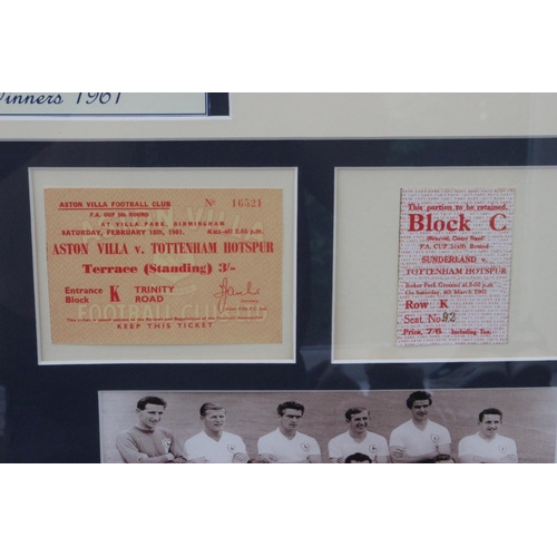 126 - Spurs Double Winners 1961 Framed FA Cup Tickets. Original1961 FA Cup Tickets from all the rounds inc... 