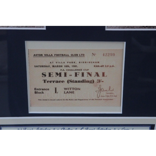 126 - Spurs Double Winners 1961 Framed FA Cup Tickets. Original1961 FA Cup Tickets from all the rounds inc... 