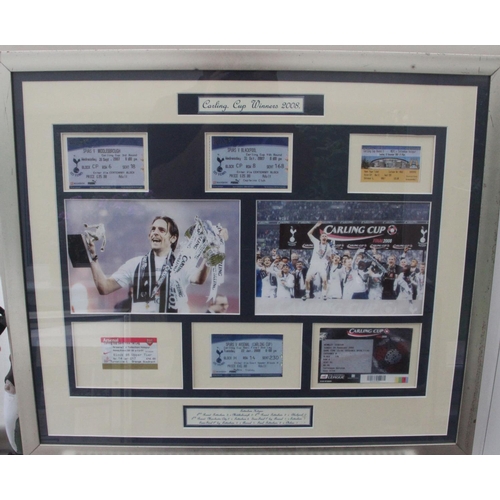 128 - Spurs 2008 Carling Cup Winners Framed Tickets. Original Carling Cup Tickets from all the rounds inc ... 