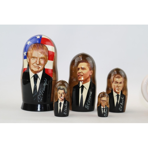 1 - 5pcs Russian Nesting Doll of Donald Trump & Predecessors Made in Russia.  Trump on the first doll, t... 