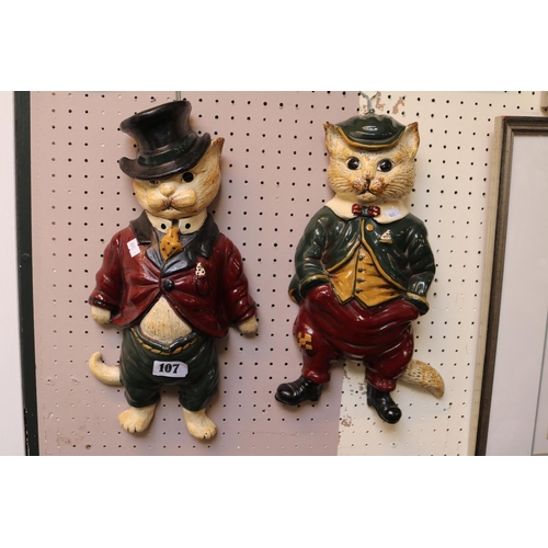 107 - Pair of Painted Whimsical Cats in clothing