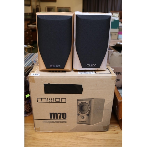 134 - Pair of Beech Mission M70 speakers boxed