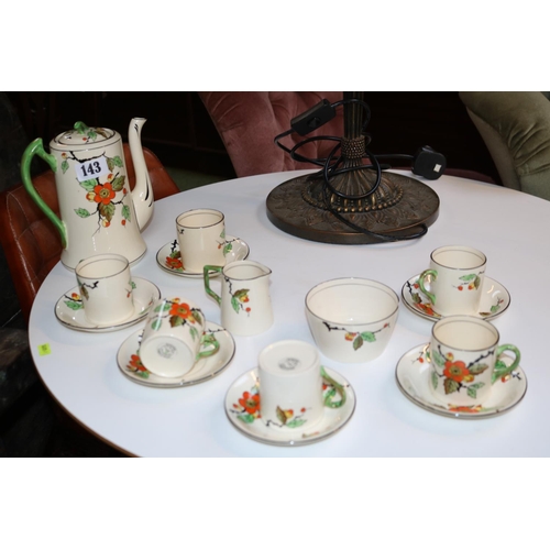 143 - Phoenix ware Blossom pattern Coffee set for 6