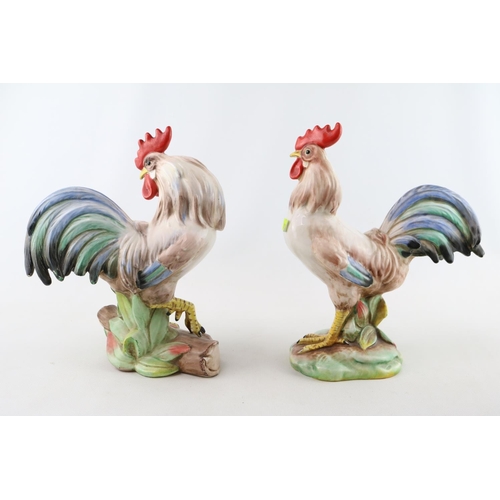 99 - 2 Italian Pottery figures of Cockerels