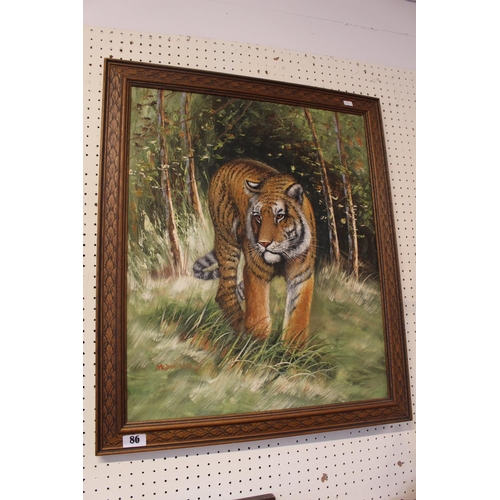 204 - Framed Acrylic of a Tiger signed McDonald