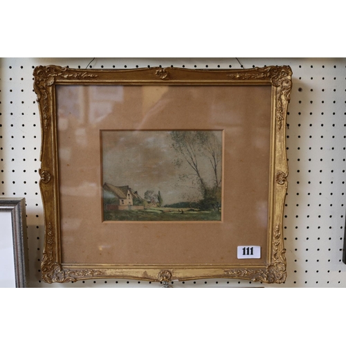 111 - George Mackley the backs at Holywell  mounted and gesso framed