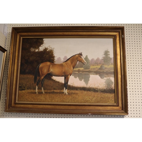 127 - Patrick A Oxenham framed Oil on canvas Equine print gilt framed