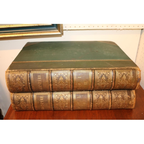 128 - 2 Large Leather bound Volumes of Shakespeare Imperial Edition