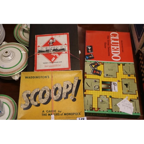 148 - Vintage Cluedo, Waddingtons Scoop! and Monopoly