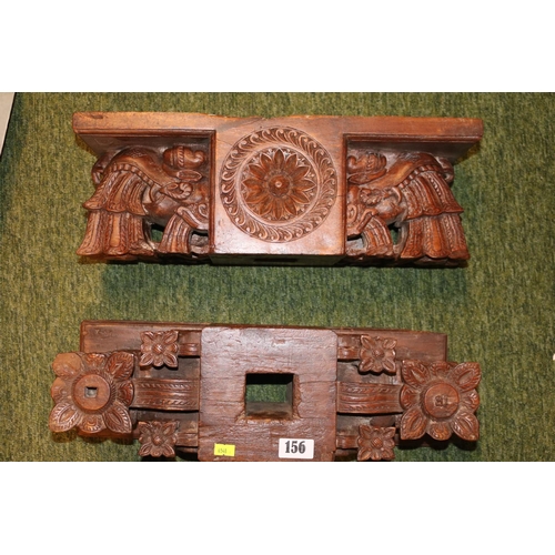 156 - Pair of Heavy Carved Dragon Heavy furniture brackets