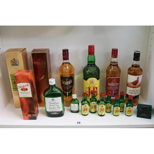 72 - Collection of J & B, Bells and other Whiskies