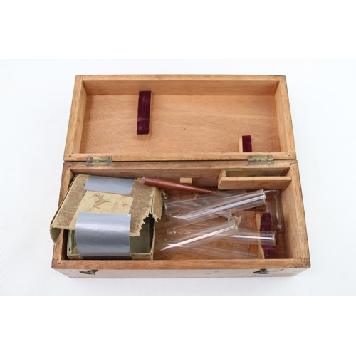 75 - Early 20thC Brass and Tole Students Microscope with boxwood case and accessories