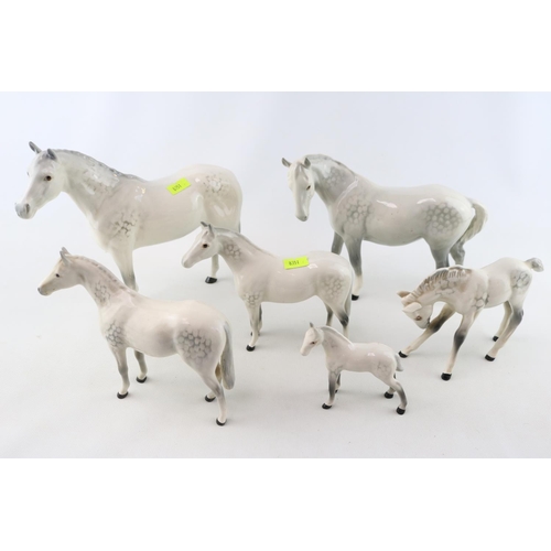 93 - Collection of Beswick Dapple Grey Horses and Foals