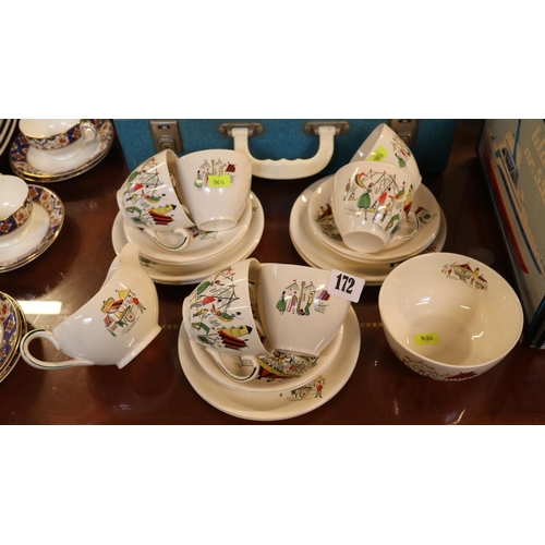 172 - 1950s Alfred Meakin Funfare decorated part Tea Set