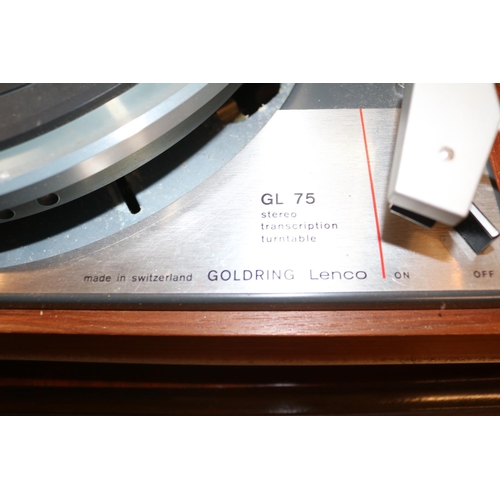 190 - Lenco Goldring GL 75 Record Player and a Pair of Wharfdale Speakers