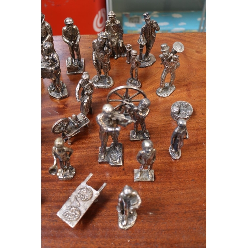 210 - Large Collection of Silver plated Cries of London Dickensian Style figures