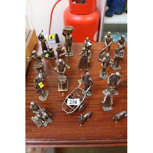 210 - Large Collection of Silver plated Cries of London Dickensian Style figures