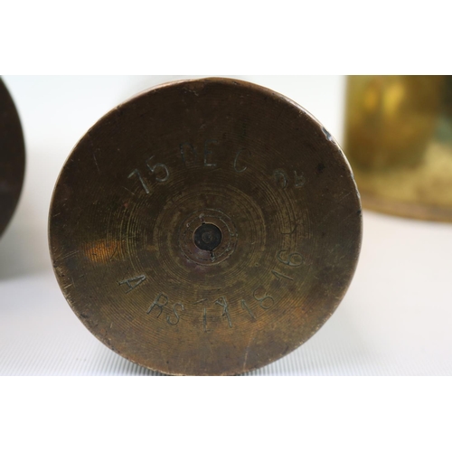 217 - Four Large Brass Shell cases dated 1916, 1943, 1969 & 1972