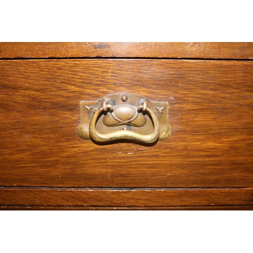 283 - Oak Fall Front bureau with brass drop handles