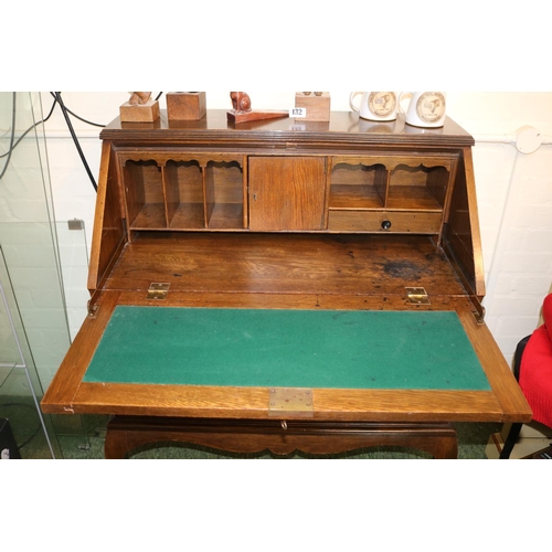 283 - Oak Fall Front bureau with brass drop handles