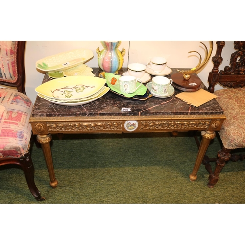 290 - Marble topped rectangular table with gilt gesso type base